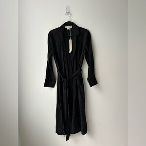 Saltwater luxe black stars robe waisted kimono style black